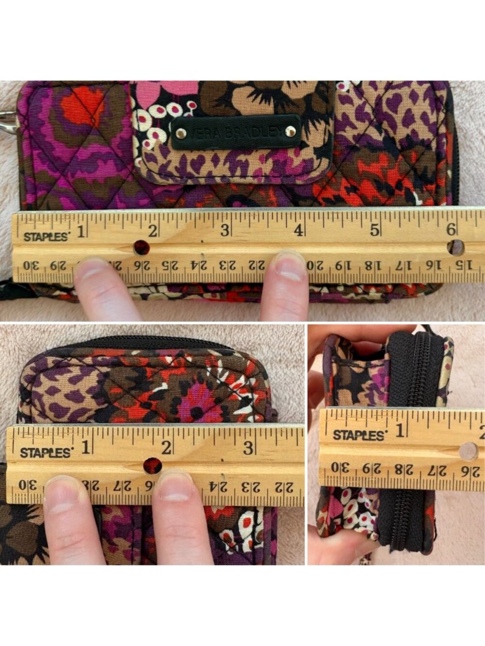 Vera Bradley Rosewood Smartphone Wristlet Floral Zip Around 6" x 4" Wallet - Picture 11 of 11